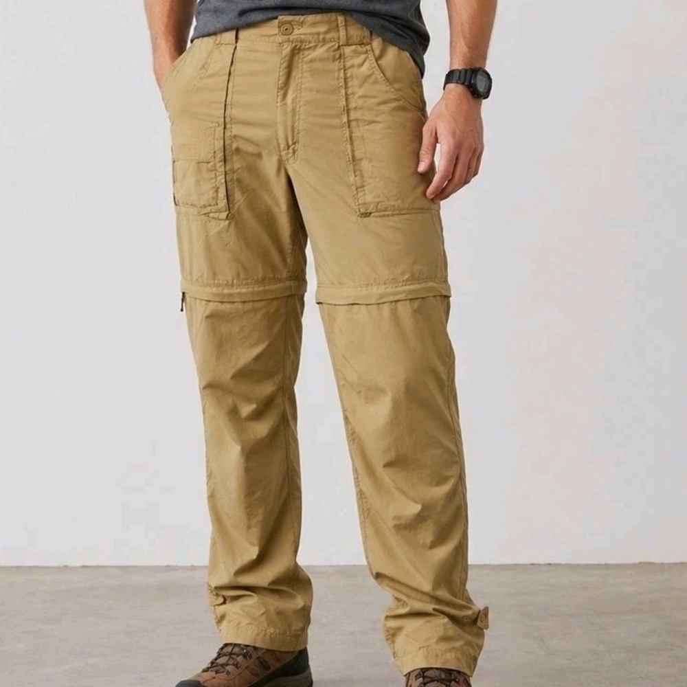 Guide Gear Cabela's Convertible Cargo Pants Mens L Khaki Nylon Zip Off Hiking